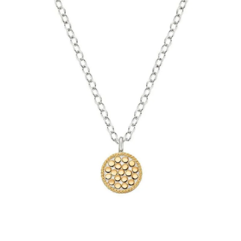 vintage-style floral brooch Classic Mini Circle Reversible Necklace - Gold & Silver vintage-style floral brooch Classic Mini Circle Reversible Necklace - Gold & Silver