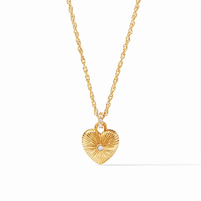 minimalist chain anklet gold Julie Vos Esme Heart Solitaire Necklace
