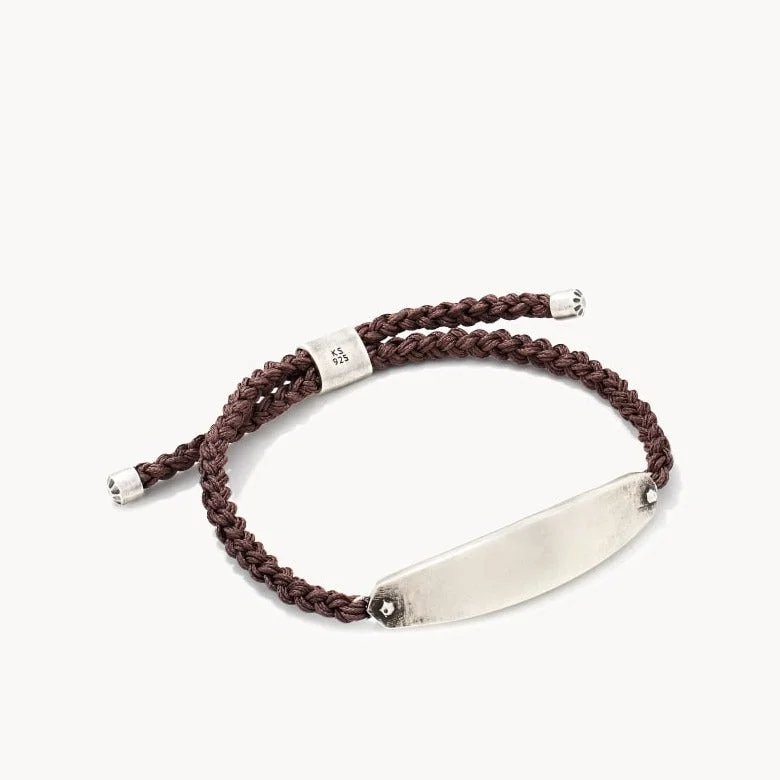 Scott Bros. Robert Oxidized Sterling Silver Corded Bracelet In Dark Taupe