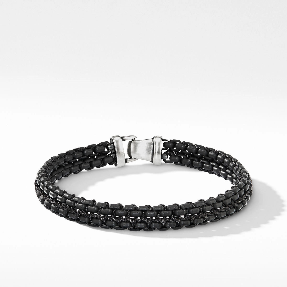 sleek black titanium ring David Yurman 10mm Woven Bracelet