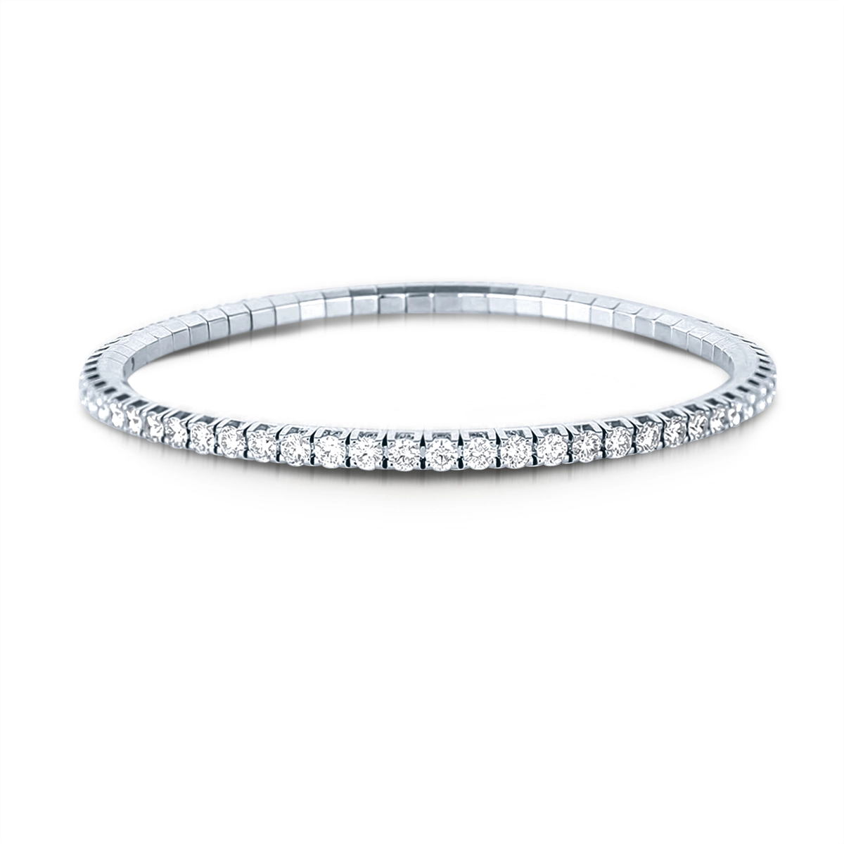 Extensible 18K White Gold Diamond Stretch Tennis Bracelet