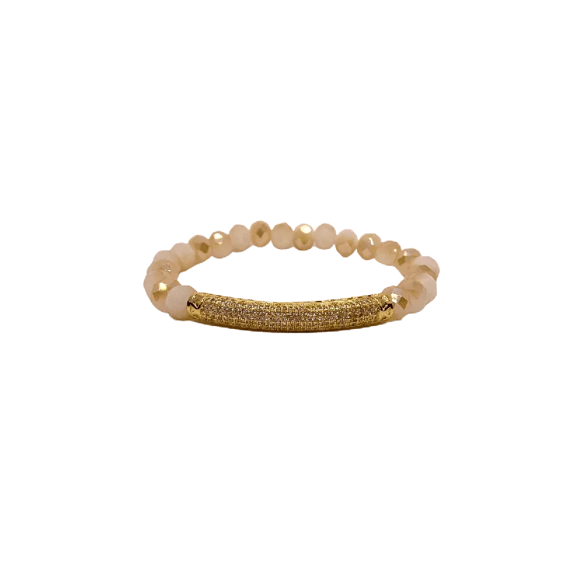 gemstone infinity bracelet Gold Micro Pave Honey Oatmeal Faceted Rondelle 8mm Bracelet gemstone infinity bracelet Gold Micro Pave Honey Oatmeal Faceted Rondelle 8mm Bracelet