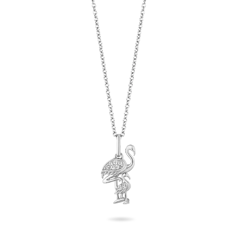 delicate angel wings necklace Hallmark Fine Jewelry Flamingo Family Pendant in Sterling Silver with Diamonds