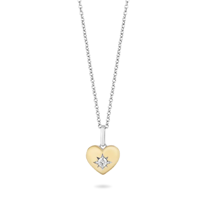 Hallmark Fine Jewelry Heart of Gold Pendant in 14K Yellow Gold & Sterling Silver with Diamond