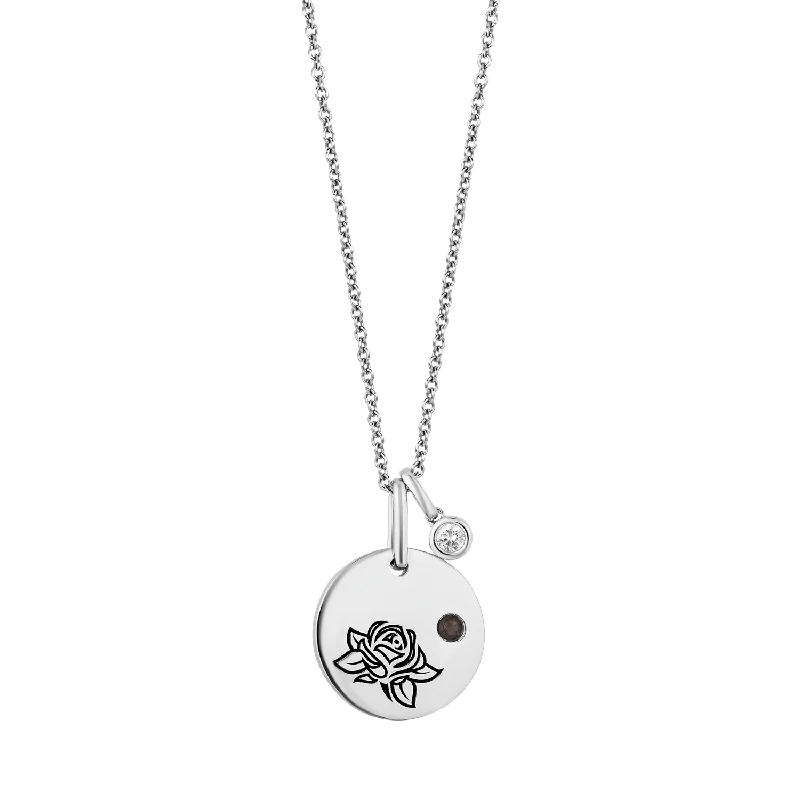 Hallmark Fine Jewelry June Flower of the Month Pendant in Sterling Silver with Smoky Quartz and Diamond Accent