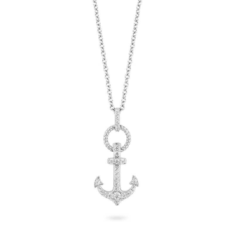 adjustable toe ring silver Hallmark Fine Jewelry Large Anchor Pendant in Sterling Silver with Diamonds