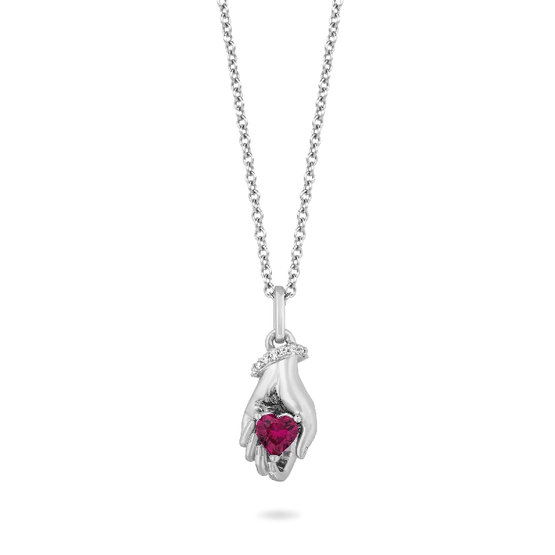 Hallmark Fine Jewelry Take My Heart Pendant in Sterling Silver with Diamonds & Created Ruby