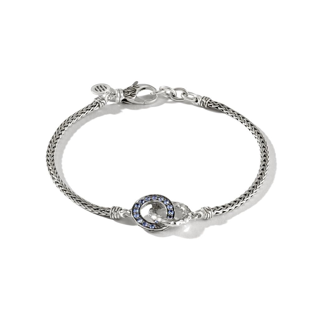 evil eye protection bracelet John Hardy Classic Chain Sterling Silver Hammered Double Circle Bracelet with Blue Sapphire