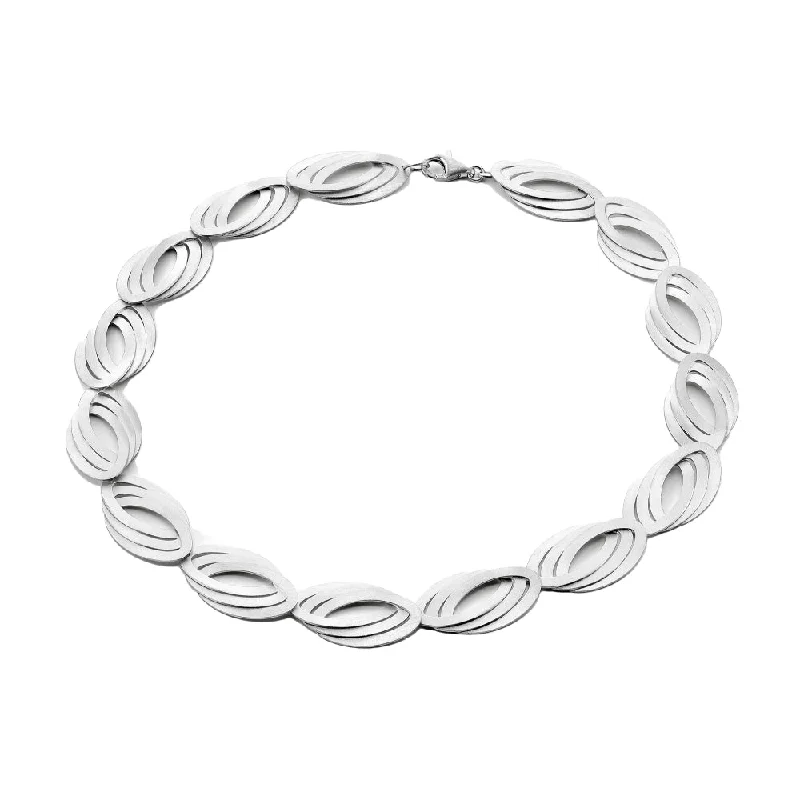 men’s engraved stainless steel bracelet Kelim Silver Triple Oval Necklace 16.5"