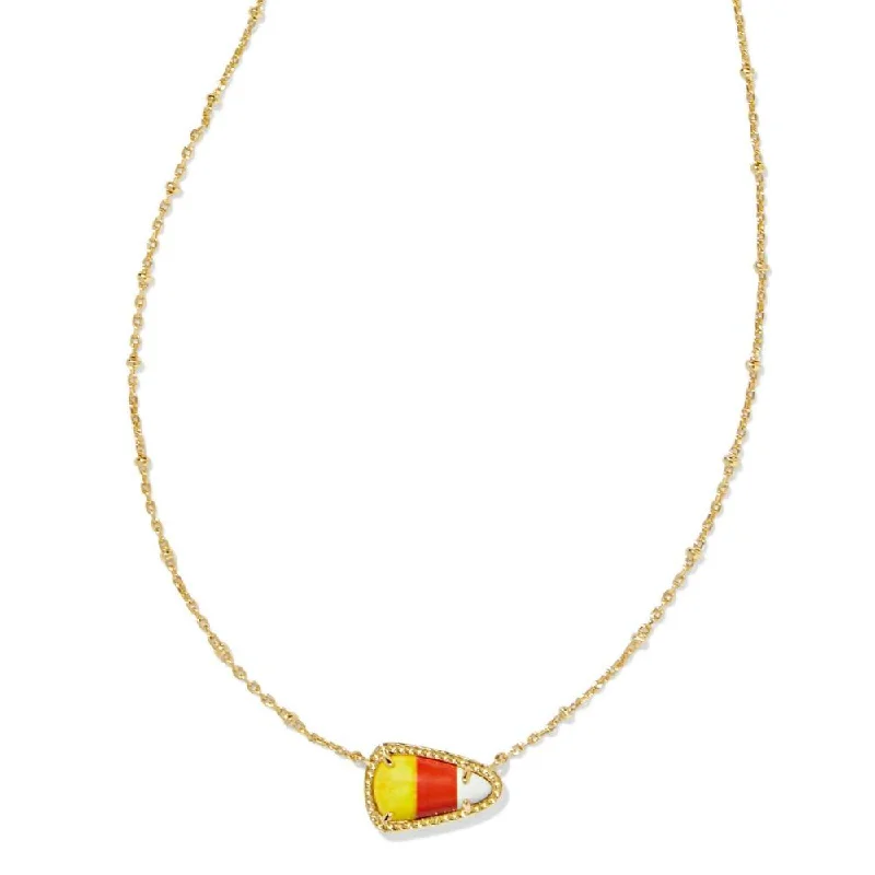 white gold necklace simple Kendra Scott Candy Corn Gold Short Pendant Necklace