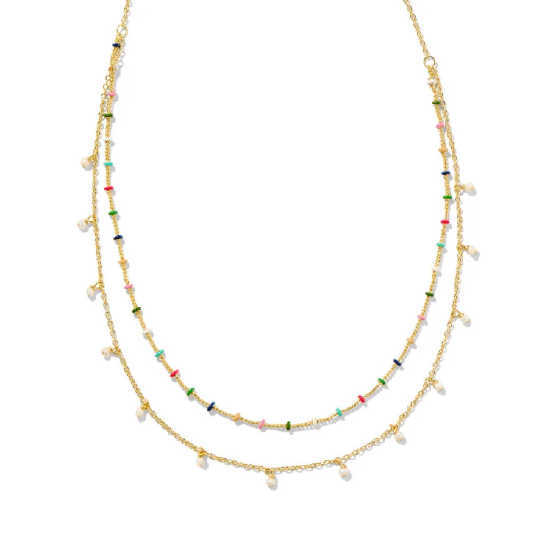 hammered gold disc necklace Kendra Scott Eve Multi Strand Necklace