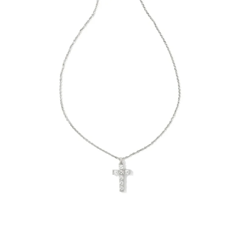 leather cuff bracelet men Kendra Scott Gracie Cross Pendant Necklace in Rhodium