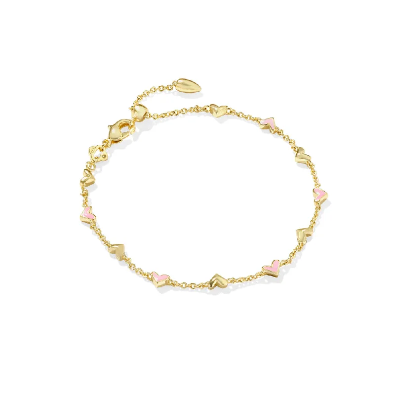 Kendra Scott Haven Gold Delicate Chain Bracelet - Pink Enamel