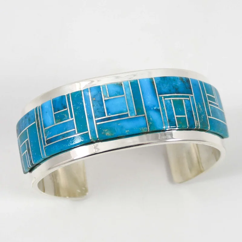 hammered sterling silver band Kingman Turquoise Cuff