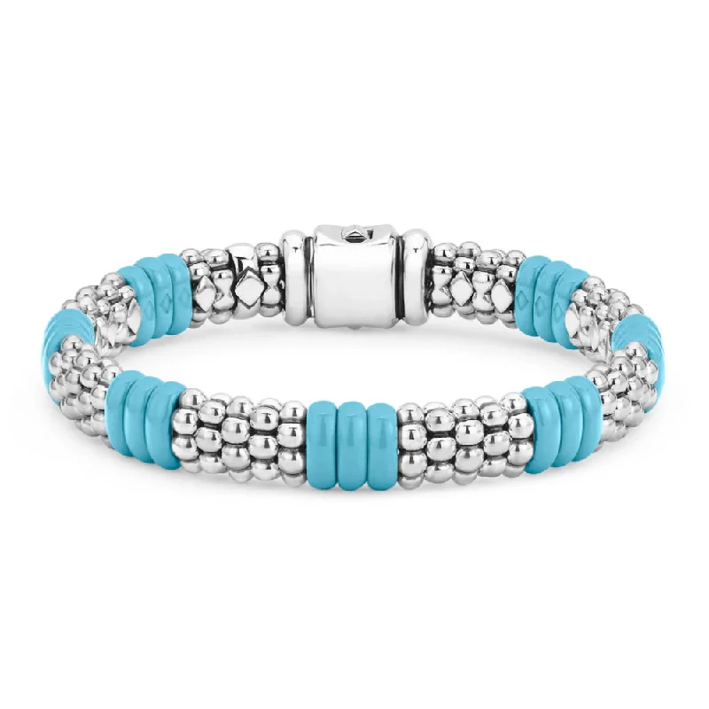 Lagos Blue Caviar Ceramic Beaded Bracelet, 9mm