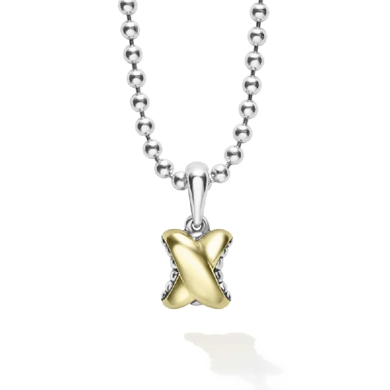 unique crystal bar necklace Lagos Embrace Two-Tone X Pendant Necklace