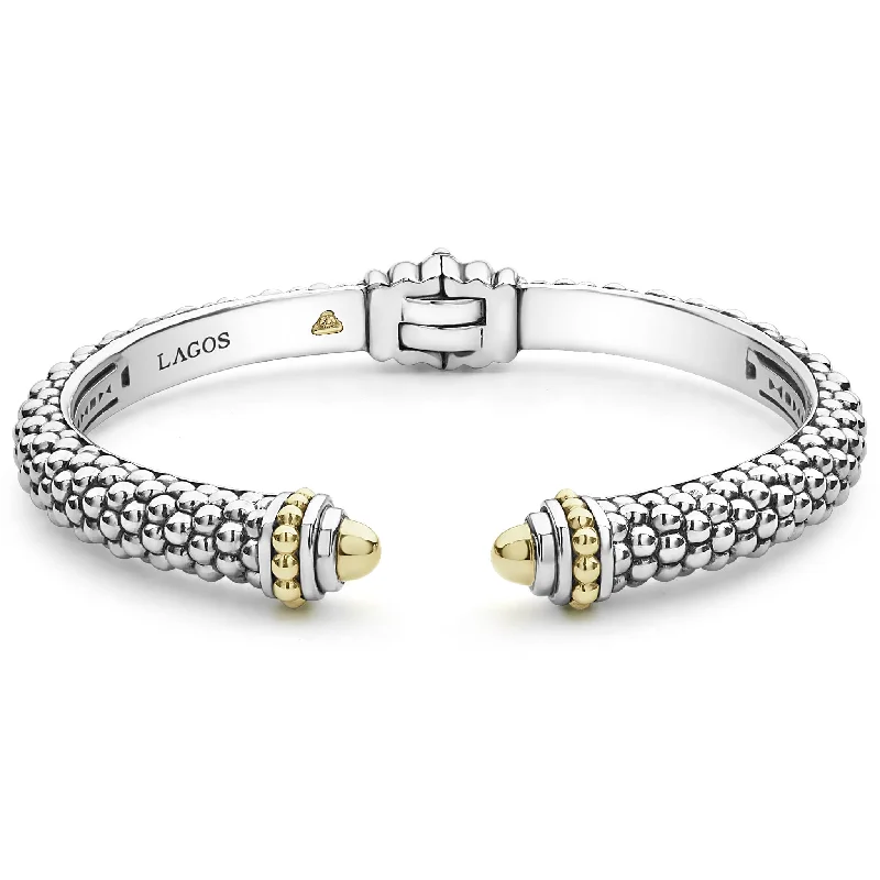 Lagos Signature Caviar Two-Tone Cuff Bracelet