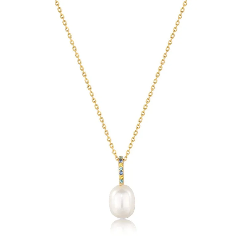 heart-shaped promise ring sterling silver Gold Gem Pearl Drop Pendant Necklace