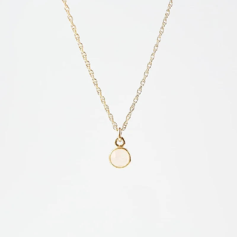 minimalist wedding band set 14k Gold Filled Chain with 6mm Bezel-Set Moonstone