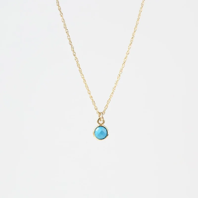 emerald-cut engagement ring halo 14k Gold Filled Chain with 6mm Bezel-Set Turquoise