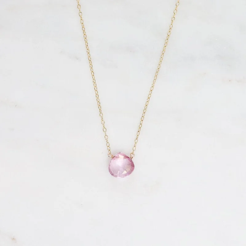 antique filigree wedding band Gold Filled Chain with Mystic Pink Topaz Brio Necklace