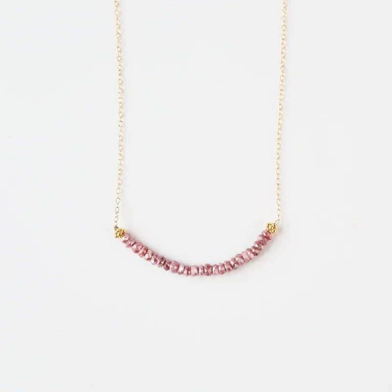 classic pearl bridal earrings Gold Filled Chain with Pink Silverite Gemstone Arc Necklace