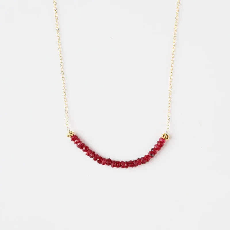 celestial galaxy planet necklace Gold Filled Chain with Dyed Ruby Gemstone Arc Necklace