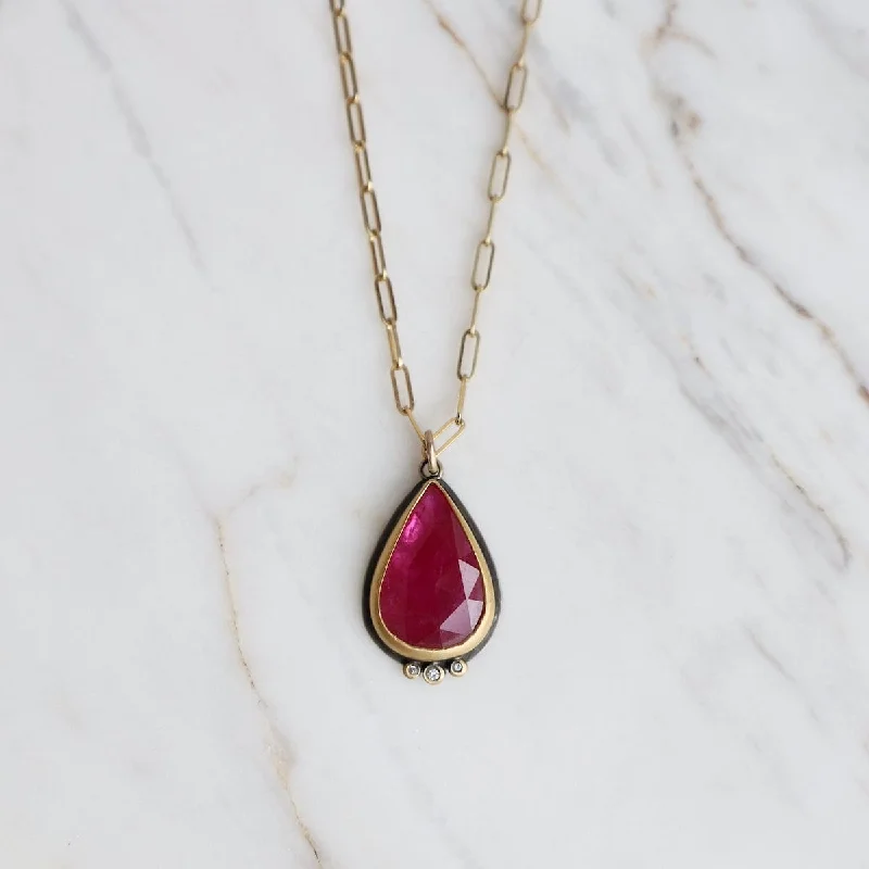 adjustable braided rope ring 22k Bezel set Rosecut Teardrop Ruby Necklace with 3 Diamonds adjustable braided rope ring 22k Bezel set Rosecut Teardrop Ruby Necklace with 3 Diamonds
