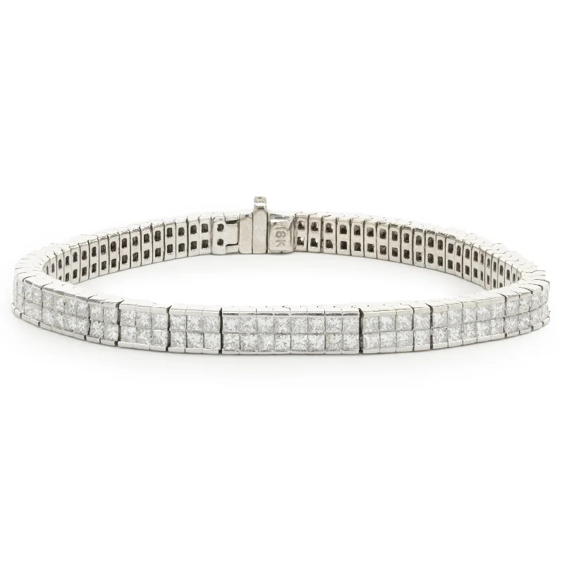 dainty sapphire gemstone bracelet Platinum Invisible Set Diamond Tennis Bracelet