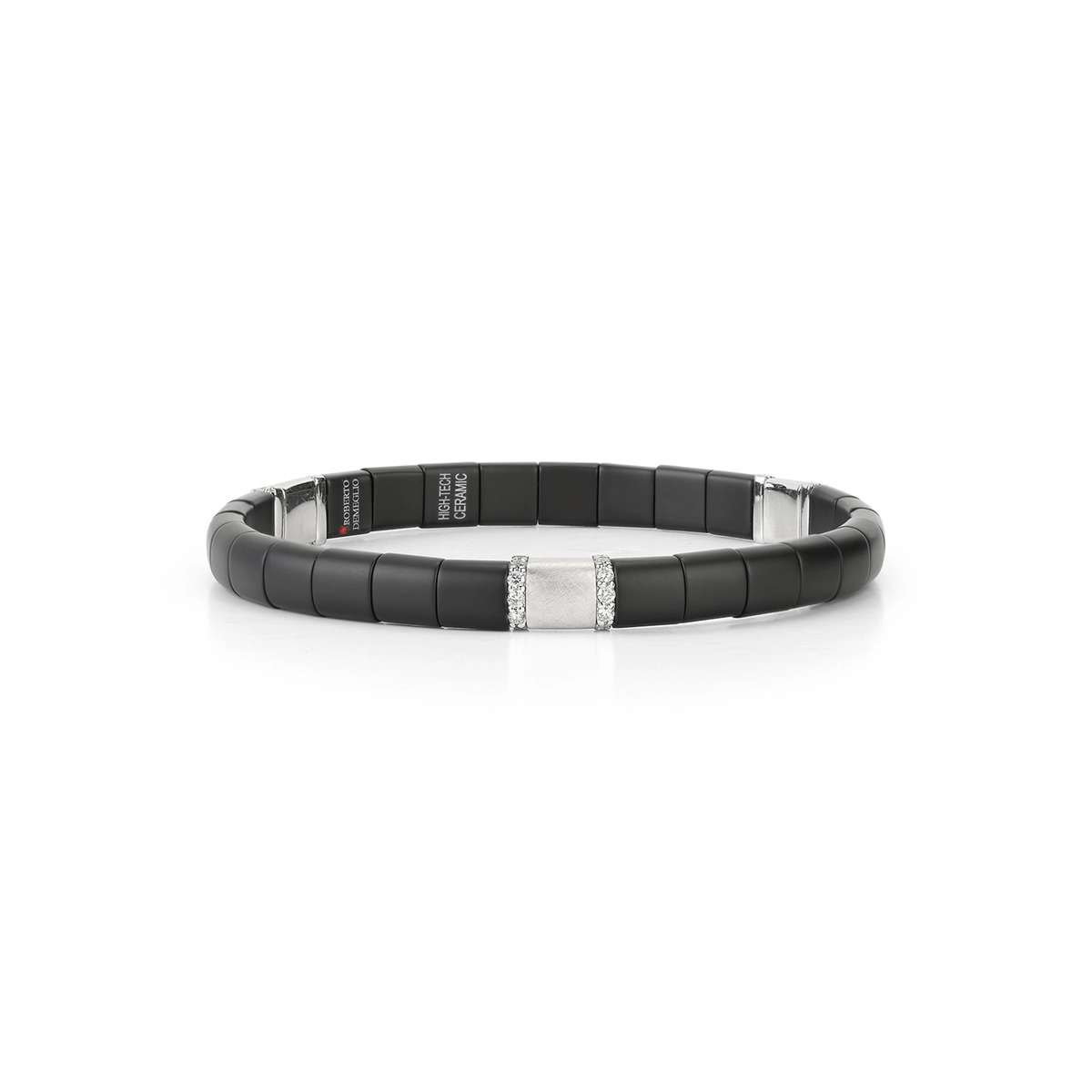 Roberto Demeglio Matte Black Ceramic Bracelet with 18K White Gold Diamond Sections