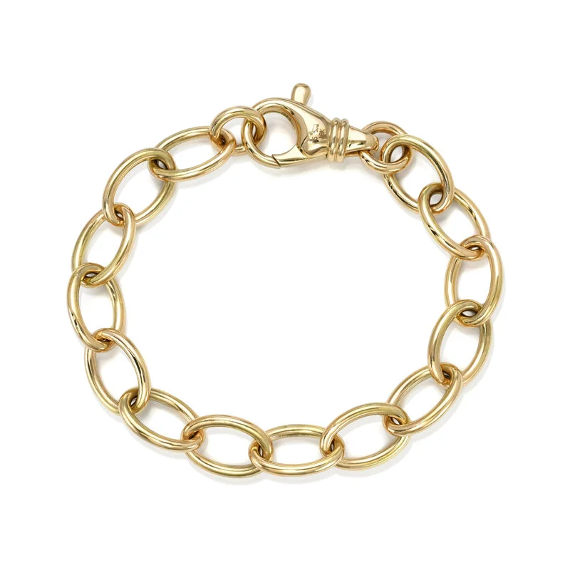 men’s beaded bracelet with charms Single Stone 18k Gold Oval Link Sport Luxe Bracelet