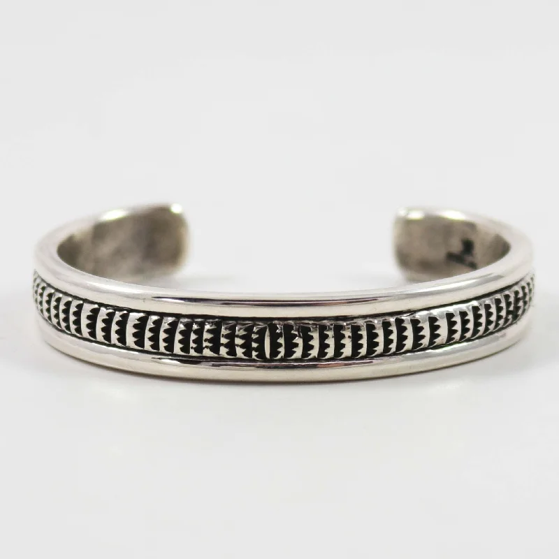 gold wedding band for men Stamped Silver Cuff