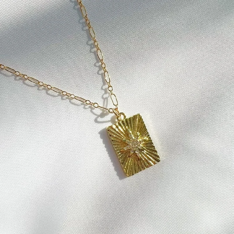 men’s tungsten wedding ring Starburst Pendant Necklace Gold Filled