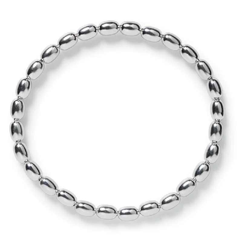 Sterling Silver Elastic Rice Bead Bracelet