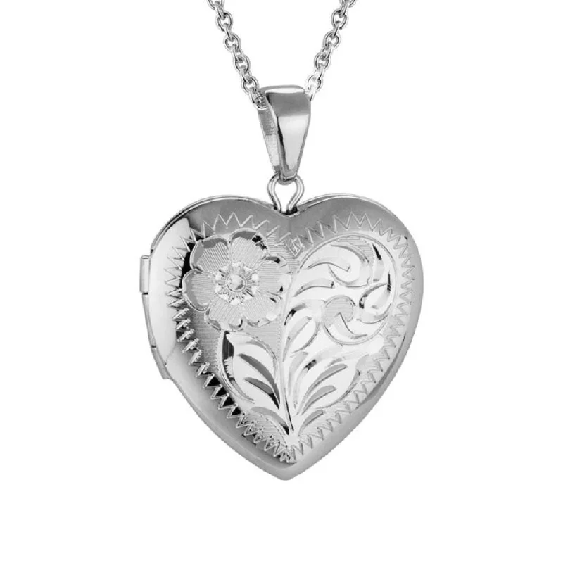 Celtic knot wedding band Sterling Silver Engraved Heart Locket Necklace