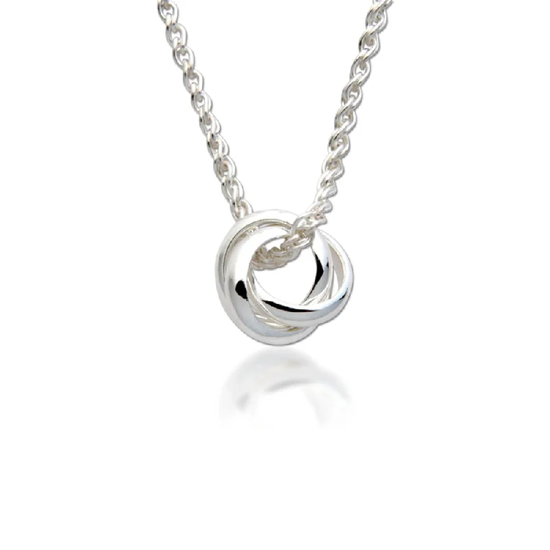 layered pearl choker necklace Sterling Silver Interlocking Rings Pendant Necklace