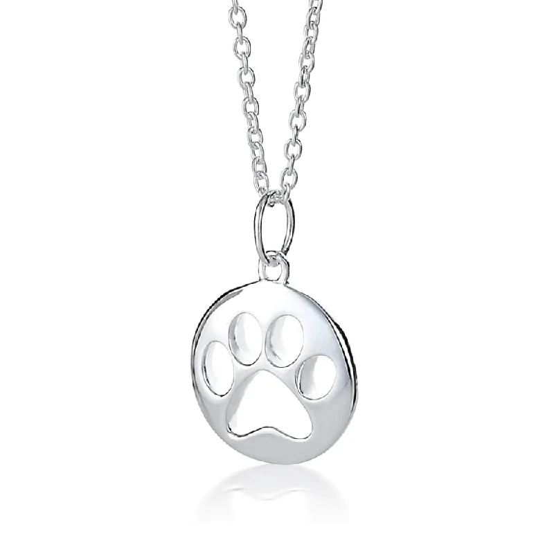 men’s tungsten carbide ring Sterling Silver Paw Print Pendant Necklace