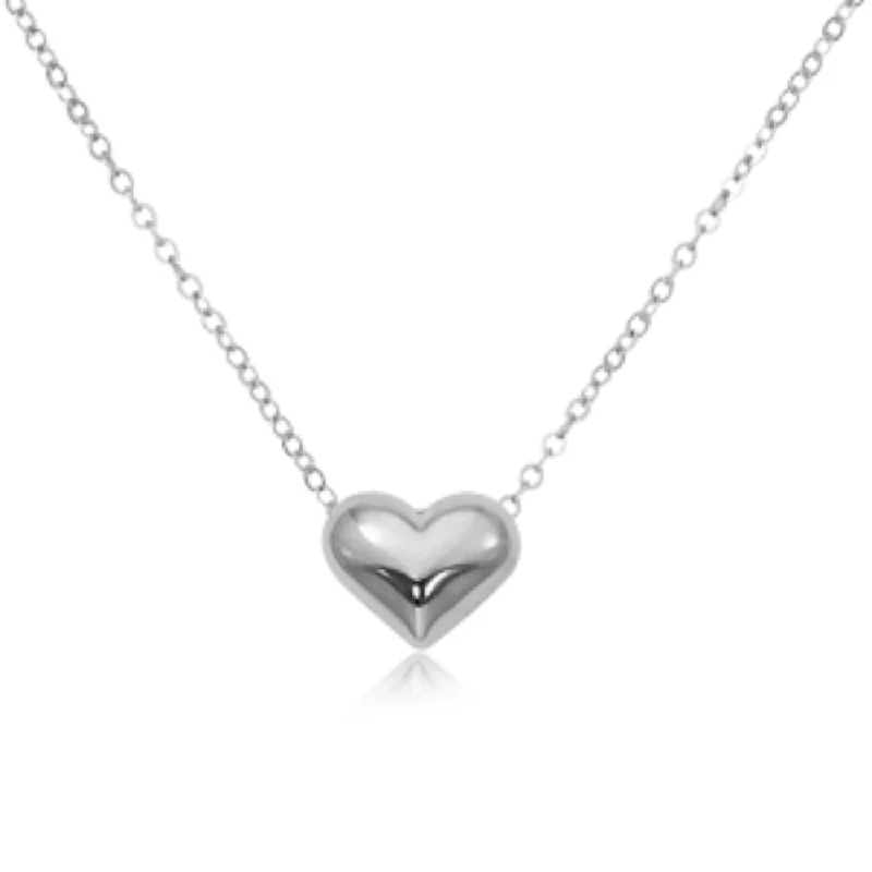 celestial sunburst ring gold Sterling Silver Puffed Heart Pendant Necklace