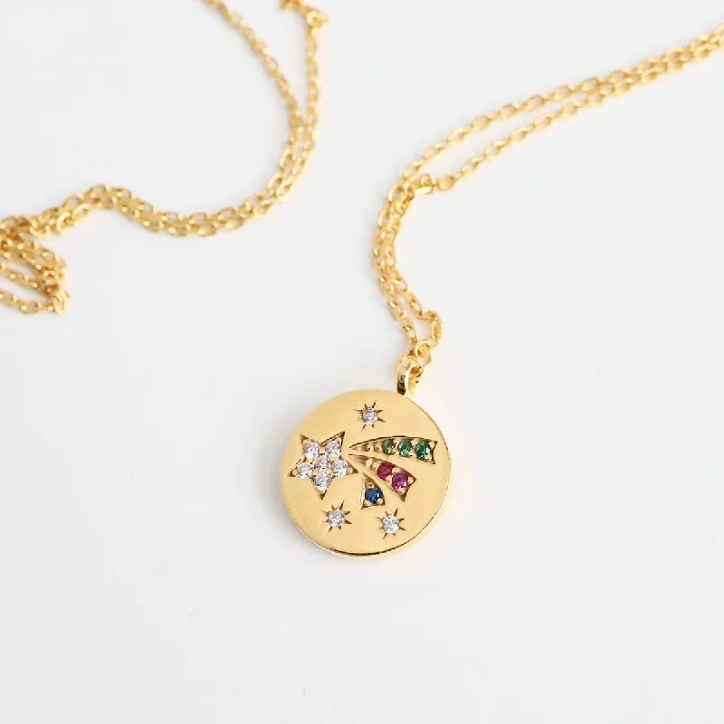 handcrafted raw crystal pendant Shooting Star Pendant Necklace