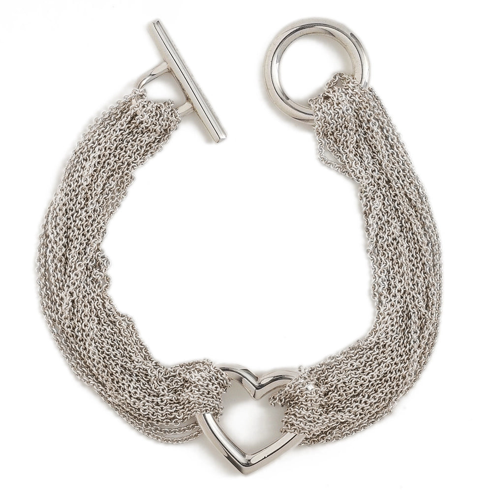 Tiffany & Co. Multi-Strand Sterling Silver Heart Bracelet (Estate)