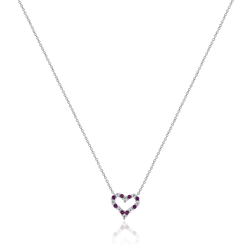 cute cat charm bracelet Tiffany & Co. Platinum Diamond and Pink Sapphire Open Heart Necklace