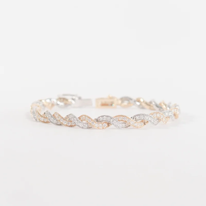simple crystal earrings Two-Tone Diamond Bracelet