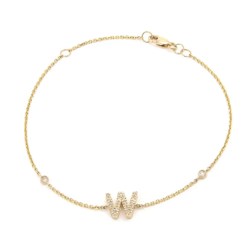 adjustable minimalist wave bracelet Yellow Gold Diamond Initial Bracelet