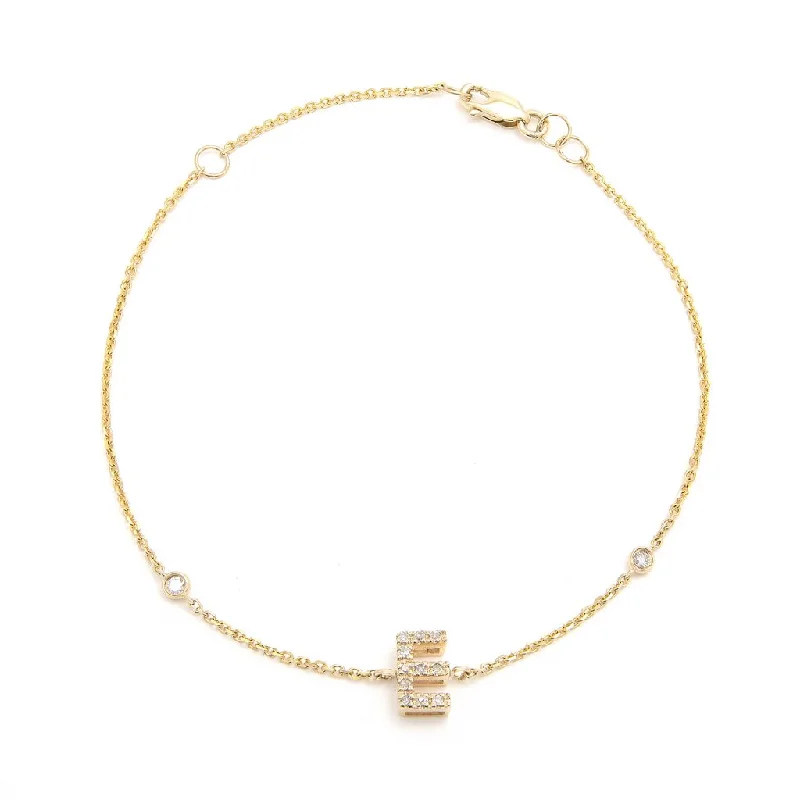 tiny gold huggie hoops Yellow Gold Diamond Initial Bracelet