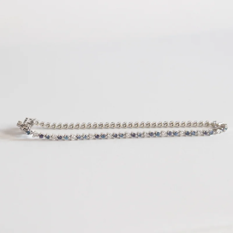 diamond halo stud earrings Yogo Sapphire + Diamond Trio Tennis Bracelet