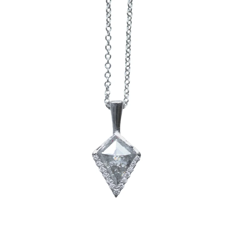 handcrafted gemstone drop earrings 1.02ct Kite Rosecut Diamond Necklace In 14K White Gold