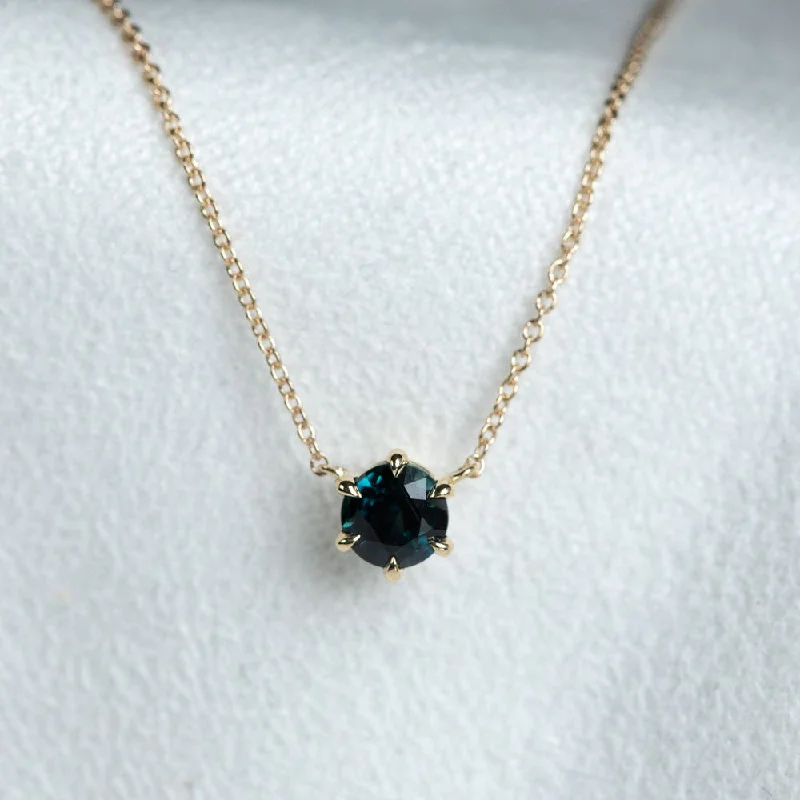 dainty pearl and diamond ring 1.04ct Deep Teal Madagascar Sapphire Six Prong Necklace in 14k Yellow Gold dainty pearl and diamond ring 1.04ct Deep Teal Madagascar Sapphire Six Prong Necklace in 14k Yellow Gold