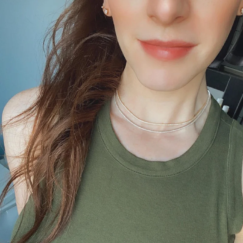 minimalist pearl pendant necklace 2.0ctw Diamond Choker in 14k Solid Gold