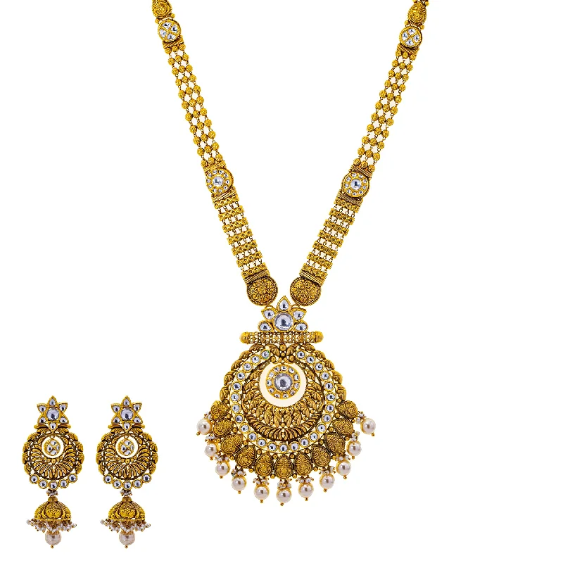 celestial meteor shower earrings 22K Antique Gold & Kundan Stone Jewelry Set (135.1gm)