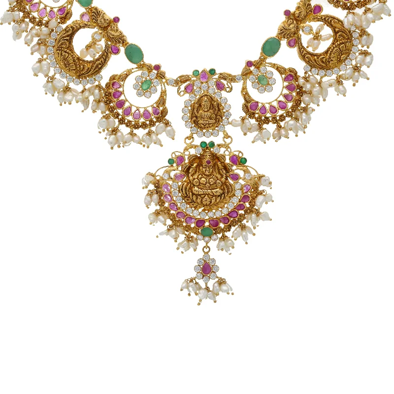 personalized couple rings 22K Gold & Gemstone Guddusapulu Necklace Set (61.9gm)
